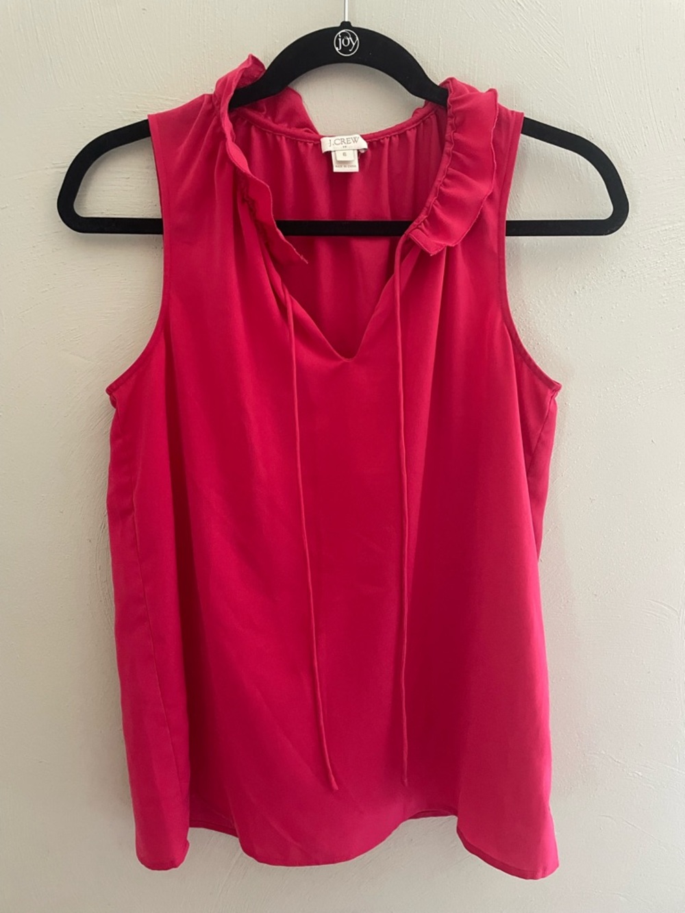 J. Crew Hot Pink Ruffle Tie-Neck Sleeveless Camisole
